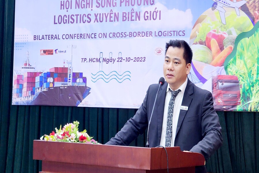 Ông Đặng Đình Long - Chủ Tịch HĐQT Mega A Group phát biểu tại hội nghị logistic xuyên biên giới Việt Nam - Trung Quốc 