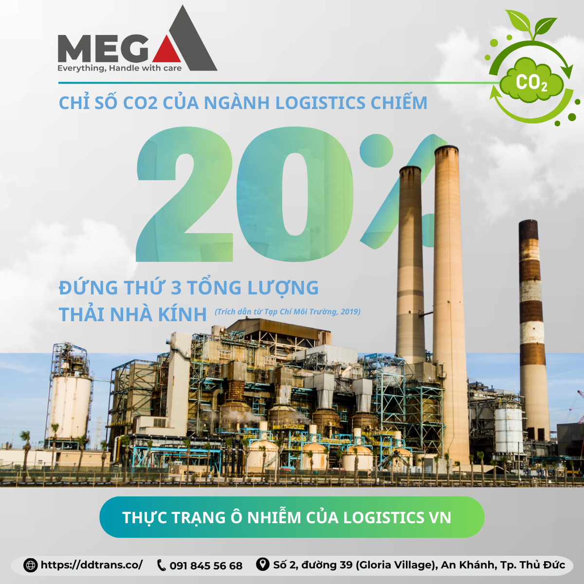 Kiểm soát lượng khí thải CO2 là mục tiêu quan trọng của Logistics xanh 