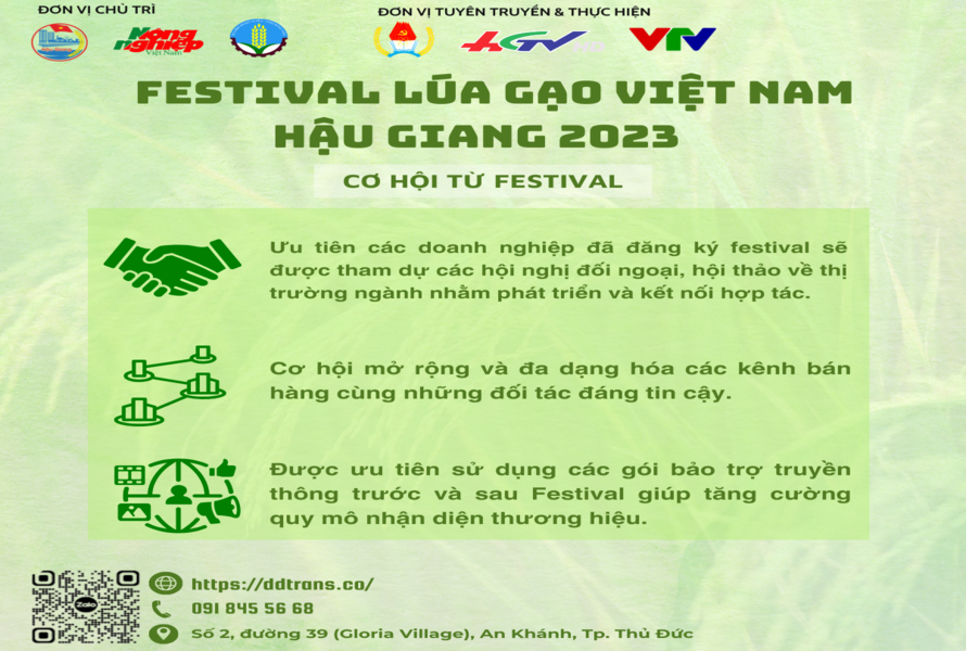 Cơ hội từ Festival Quốc Tế Ngành Hàng Lúa Gạo Việt Nam 2023