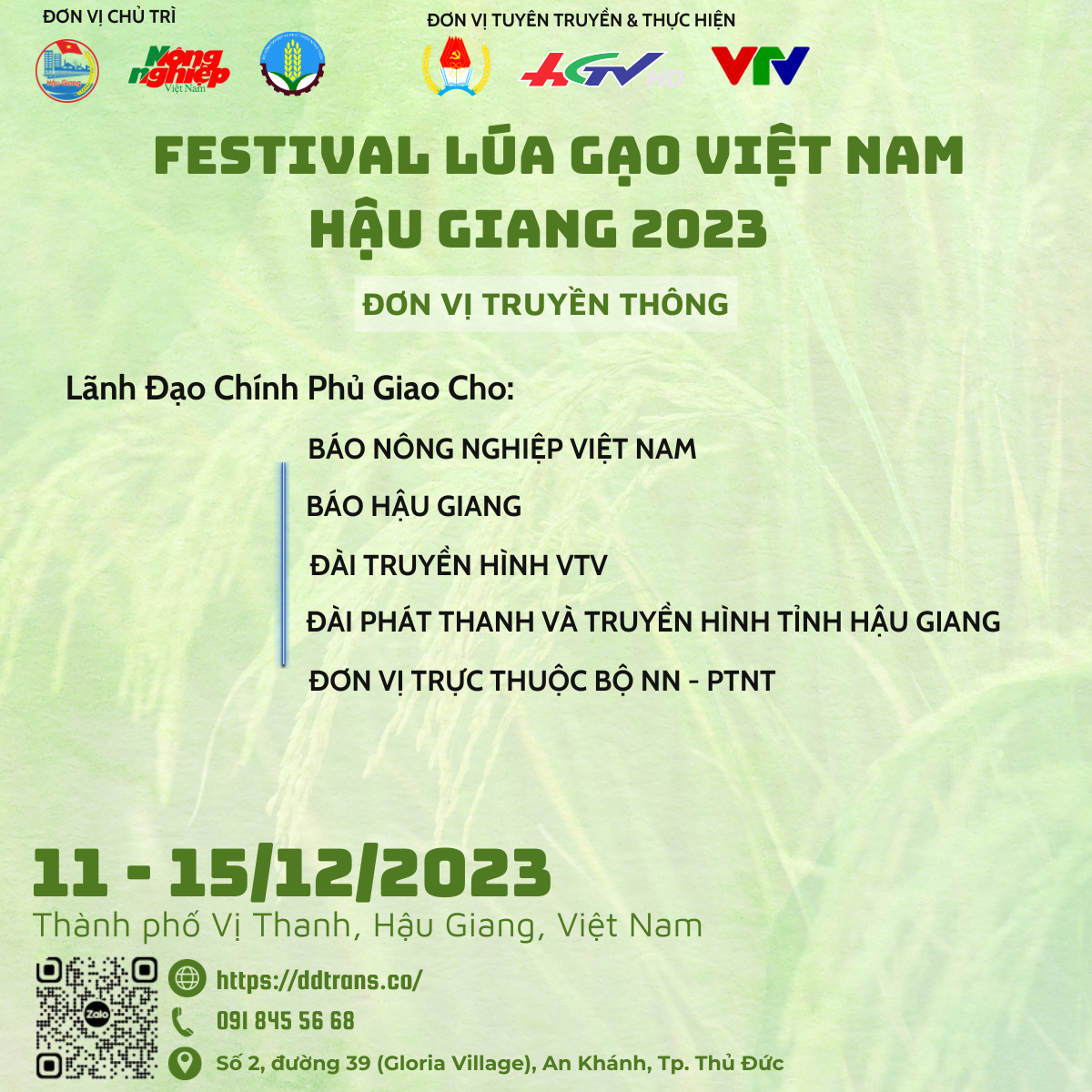 Đơn vị truyền thông Festival Lúa Gạo Việt Nam 2023