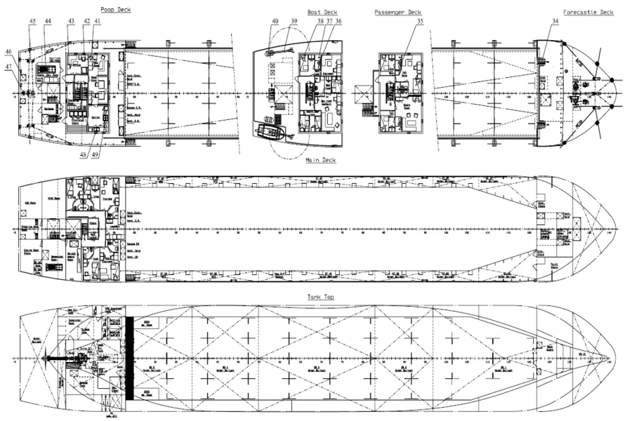 Bản vẽ cấu tạo tàu hàng rời với trọng lượng lớn